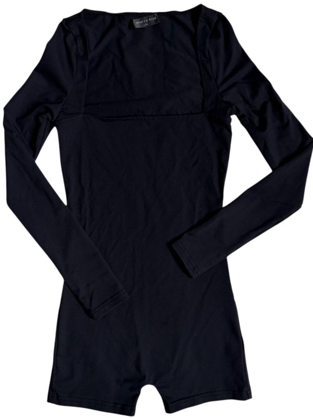 White Fox Boutique Long Sleeve / Shorts Playsuit (Black) - XS